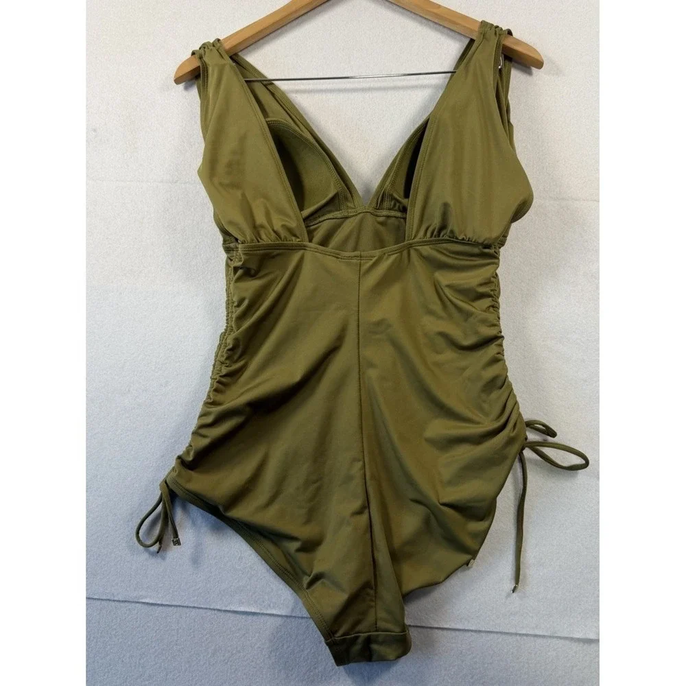 Michael Kors Size 14 Swimsuit Ruched Tie Side One Peice  Olive Green NWOT